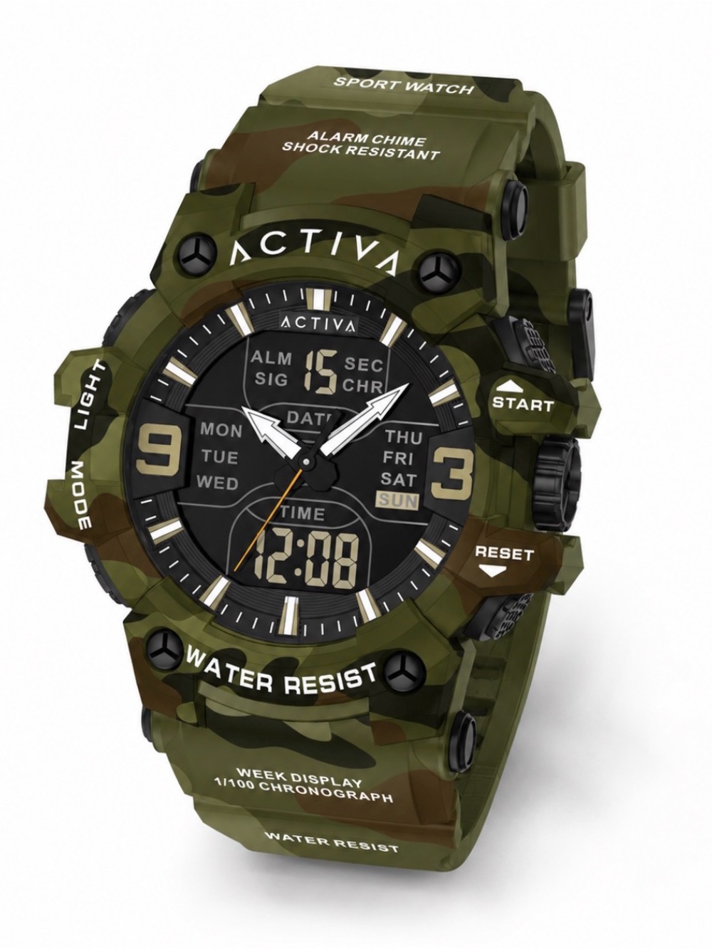 NWT Activa Vulkor X Invicta Digital Men's Watch 53mm. Camo Green (ACW8049MC-001)
